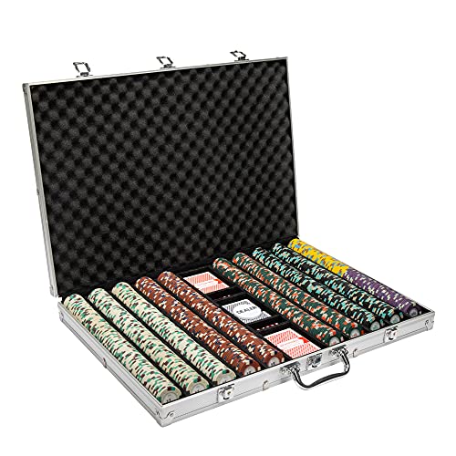 Poker Knights Poker Chips Set – 1000 schwere (13,5 g) Tonverbundchips mit Aluminiumgehäuse – Professionelles Casino-Zubehör, Kits, Halter und Aufbewahrungsbehälter von Claysmith Gaming