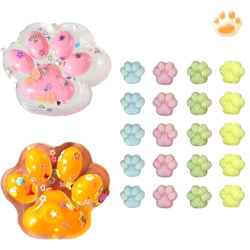 22 Stück Katzenpfoten Squishy, Squishy Pfote, Cat Paw Squishy, Süße Katzenpfote Aus Silikon, 2 Transparent Zufällige Farbe + 20 Mini Katzenkrallen, Squishy Squeeze Toys Zum Stressabbau 22 Stück Katzenpfoten Squishy, Squishy Pfote, Cat Paw Squishy, Süße Katzenpfote Aus Silikon, 2 Transparent Zufällige Farbe + 20 Mini Katzenkrallen, Squishy Squeeze Toys Zum Stressabbau von ClcIosis