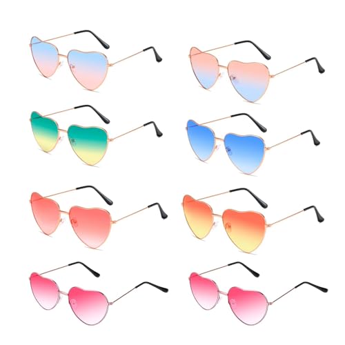8 Stück Herz Sonnenbrille Sonnenbrillen Set Paarungs Design Retro Süße Brille, 90er Party Hippie Chic, Kleid Accessoires, Geeignet für Herren und Damen 8 Stück Herz Sonnenbrille Sonnenbrillen Set Paarungs Design Retro Süße Brille, 90er Party Hippie Chic, Kleid Accessoires, Geeignet für Herren und Damen von ClcIosis