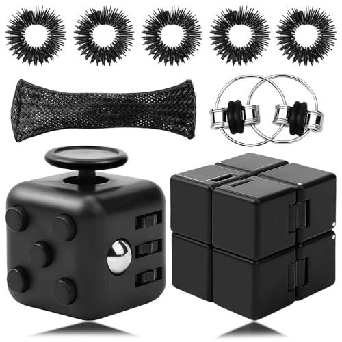 9 Stück Fidget Toys Set, Anti Stress Spielzeug Stress Abbauen, Stress Spielzeug Tötungs Zeit Stressabbau, für Nervöse Menschen Zum Stressabbau (Schwarz) von ClcIosis