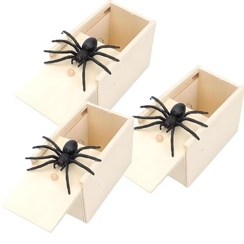 ClcIosis 3 Stück Gummispinne Spinne Spielzeug Spinne in Box Mit Einem Realistischen Erscheinungsbild Entworfen Für Kids Party Geschenk Halloween Party von ClcIosis
