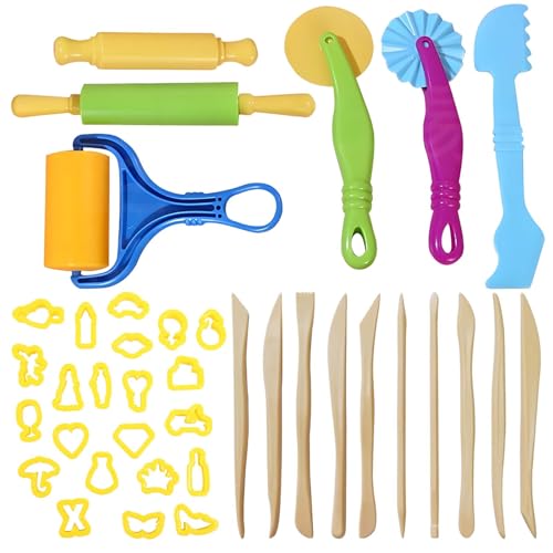 ClcIosis 38 Stück Knetwerkzeug Set, Spielzeugset Zubehör Bereichern Sie Die Fantasie und Kreativität Der Kinder, Langlebig und Robust Kompakt in Der Form, Geeignet für Kinderhände von ClcIosis