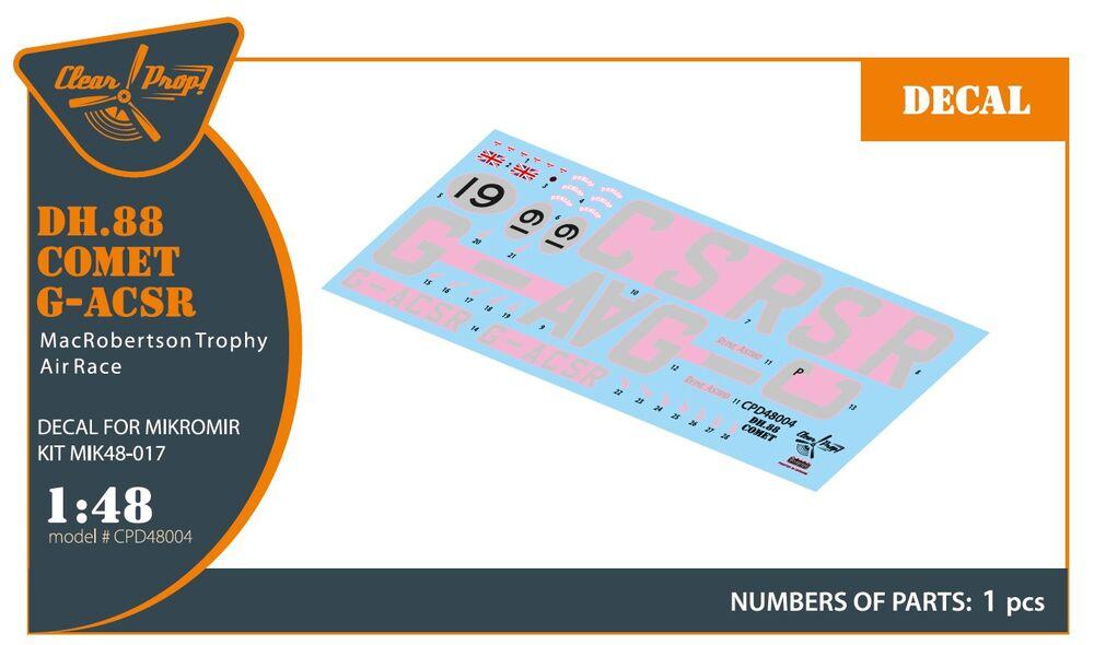 DH.88 Comet G-ACSR MacRobertson Trophy Air Race Decal [Mikromir] von Clear Prop