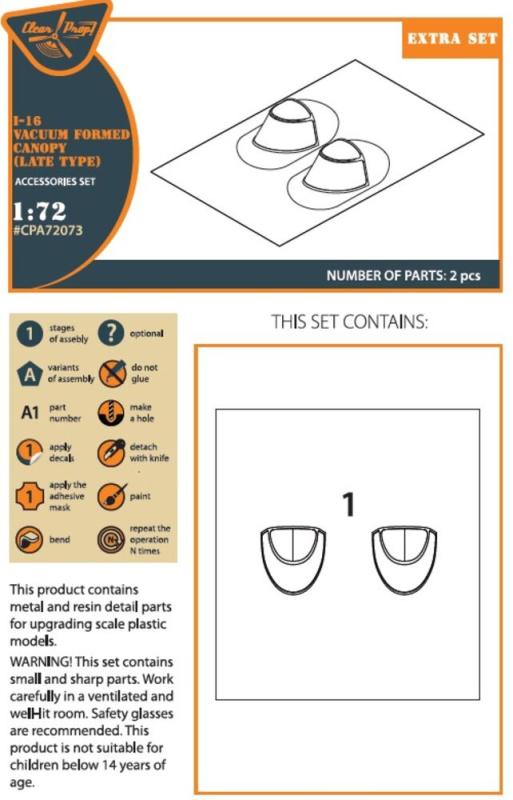 I-16 - Vacuum formed canopy (late version) [Clear Prop] von Clear Prop