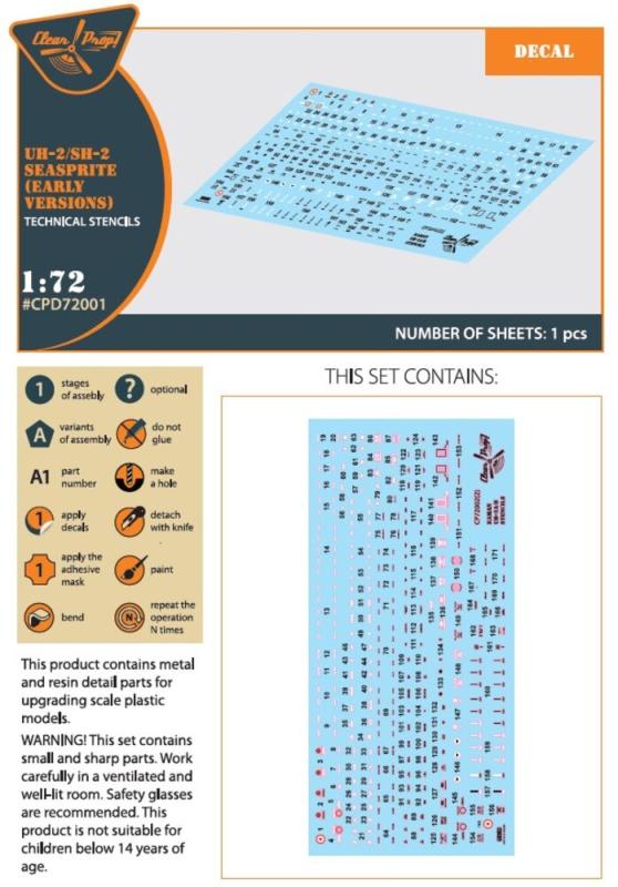 UH-2/SH-2 Seasprite (early version) - Technical stencils von Clear Prop