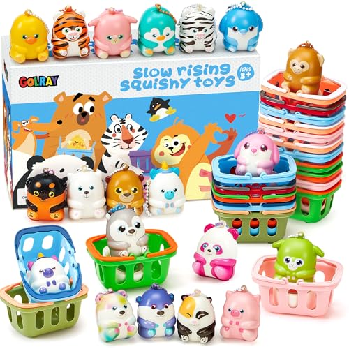 20PCS Squishies Toy Anti Stress Spielzeug Tier Kawaii Squishies Set mit Korb Party Mitgebsel Kindergeburtstag Gastgeschenke Geburtstag Mitgebsel Kinder Pinata Füllung Squeeze Toy für Kinder Mädchen von Cleboen