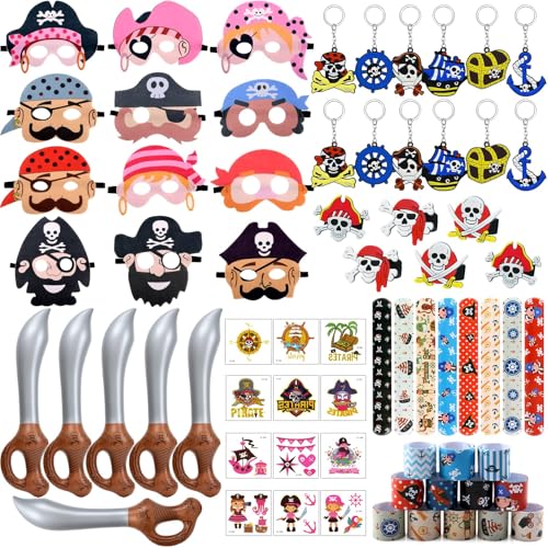 Cleboen 72Pcs Piraten Party Mitgebsel Kindergeburtstag Piraten Schnapparmband Maske Aufkleber Ringe Schlüsselanhänger Aufblasbares Spielzeug Piraten Party Deko Halloween Preise Geschenke für Junge Cleboen 72Pcs Piraten Party Mitgebsel Kindergeburtstag Piraten Schnapparmband Maske Aufkleber Ringe Schlüsselanhänger Aufblasbares Spielzeug Piraten Party Deko Halloween Preise Geschenke für Junge von Cleboen
