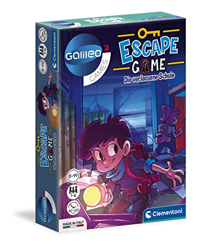 Clementoni Escape Game - Die verlassene Schule - Gesellschaftsspiel zum Knobeln & Rätseln inkl. Hinweiskarten und Requisiten - Familienspiel ab 8 Jahren - ideal als Geschenk 59228 von Clementoni