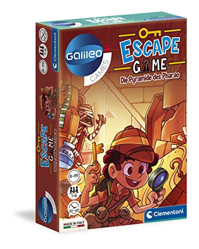 Clementoni Escape Game - Die Pyramide des Pharao - Gesellschaftsspiel zum Knobeln & Rätseln inkl. Hinweiskarten und Requisiten - Familienspiel ab 8 Jahren - ideal als Geschenk 59230 von Clementoni