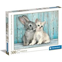 CLEMENTONI 35004 Puzzle 500 Teile High Quality Collection - Katze & Hase von Clementoni