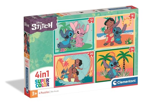 Clementoni Puzzle 4IN1 Stitch 72 Stücke für Kindern 3-6 Jahre, Cartoon, Geschenk für Kinder, Puzzle für Kinder, Made in Italy, 21745 von Clementoni