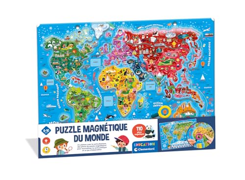 CLEMENTONI - Mein magnetisches Puzzle der Welt, 4 Jahre + – interaktive Weltkarte – Entdeckung von Tieren & Monumenten – Lernspiel für Kinder CLEMENTONI - Mein magnetisches Puzzle der Welt, 4 Jahre + – interaktive Weltkarte – Entdeckung von Tieren & Monumenten – Lernspiel für Kinder von Clementoni