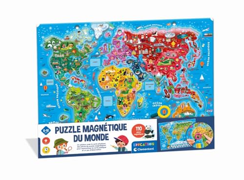 CLEMENTONI - Mein magnetisches Puzzle der Welt, 4 Jahre + – interaktive Weltkarte – Entdeckung von Tieren & Monumenten – Lernspiel für Kinder CLEMENTONI - Mein magnetisches Puzzle der Welt, 4 Jahre + – interaktive Weltkarte – Entdeckung von Tieren & Monumenten – Lernspiel für Kinder von Clementoni