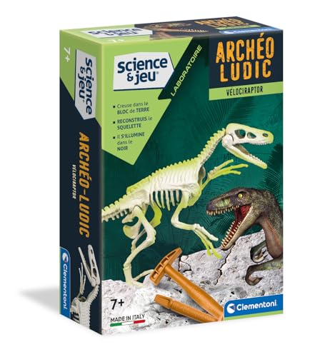 Clementoni | Archéo Ludic – Velociraptor 7 Jahre + | Dinosaurier-Lernspielzeug mit wissenschaftlicher Ausgrabungs-Set | Leuchtendes Skelett zum Nachstellen | Geschenk für Kinder Paläontologie Clementoni | Archéo Ludic – Velociraptor 7 Jahre + | Dinosaurier-Lernspielzeug mit wissenschaftlicher Ausgrabungs-Set | Leuchtendes Skelett zum Nachstellen | Geschenk für Kinder Paläontologie von Clementoni
