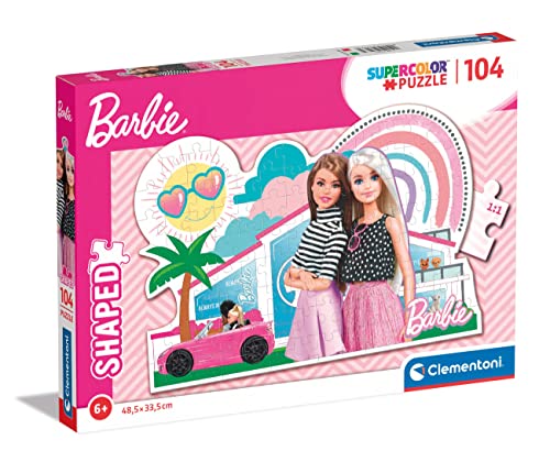 Clementoni 27163 Barbie Supercolor Puzzle-Barbie-104 Teile, geformt, Puzzle für Kinder 4 Jahre-Made in Italy, Mehrfarbig von Clementoni