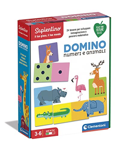 Clementoni 16121 Sapientino 16121-Sapientino-Domino Zahlen und Tiere, Lernspiel, Mehrfarbig von Clementoni