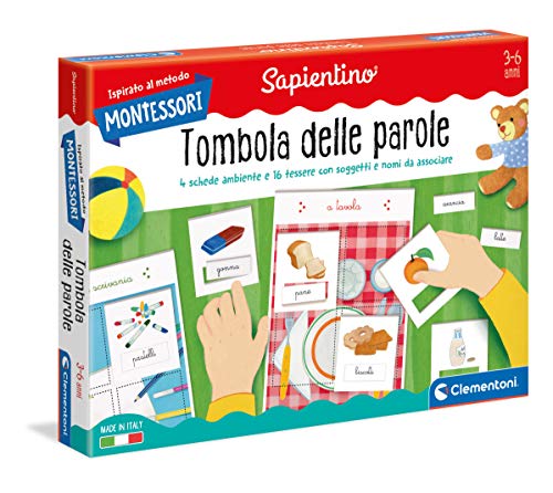 Clementoni 16268 Montessori Wort-Tombola – Lernspiel – Made in Italy – 3 Jahre + von Clementoni