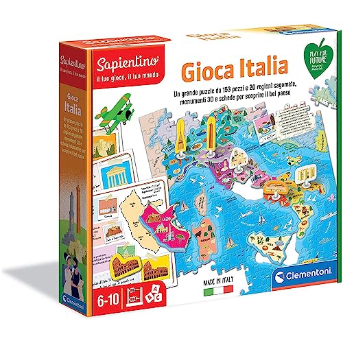 Clementoni 16314 Spielen Italien Sapientino Lernspiel, Einzelbett, Mehrfarbig, 6-10 Anni von Clementoni