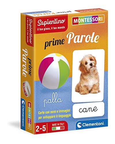 Clementoni 16319 Prime Words Cards-Montessori Spiel 2 Jahre (italienische Version), Lernspiel-Made in Italy, Mehrfarbig, One Size von Clementoni