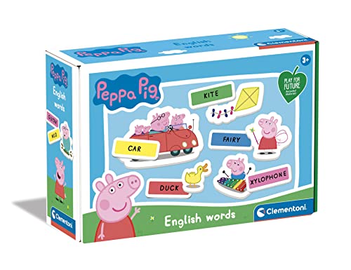 Clementoni 16352 English Words – Peppa Pig, Lernspiel für erste Erfahrungen mit der englischen Sprache, farbenfrohes Spiel mit Peppa Wutz für Kinder ab 3 Jahren von Clementoni