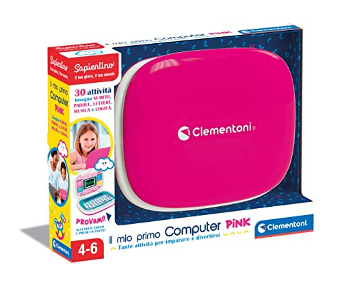 Clementoni - Sapientino, Il Mio Primo Pink, Laptop Spielzeug, Aktivitätszentrum und Lerncomputer, PC Kinder 4 Jahre (italienische Version) - 16403 von Clementoni
