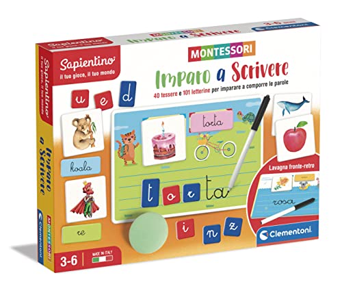 Clementoni 16418 Sapientino Schreiben-Lernspiel 3 Jahre (italienische Version), Montessori-Spiele, Made in Italy, Mehrfarbig, M von Clementoni