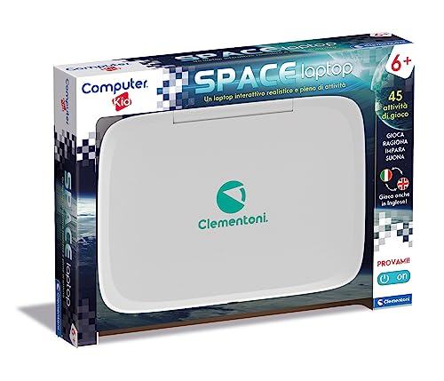Clementoni - 16426 – Computer Kid Space Laptop – sprechendes elektronisches Lernspiel, Kindercomputer, Kinder-Laptop 5 Jahre, Technologie für Kinder, tragbar, Batterien im Lieferumfang enthalten von Clementoni