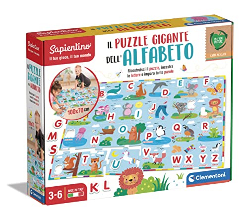 Clementoni 16437 Sapientino – Das riesige Lernspiel 3 Jahre, Puzzle Alphabet Kinder, 24 Teile, Lernen der Buchstaben – Made in Italy, Italienisch, 100 x 70 Centimeters von Clementoni