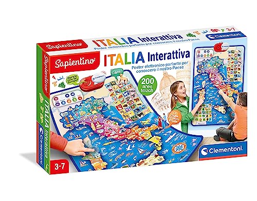Clementoni 16445 Sapientino Interaktives Poster, Karte Italien Politik, Lernspiel 3 Jahre, Elektronisch, Spiel Geographie Kinder, Italienisch von Clementoni