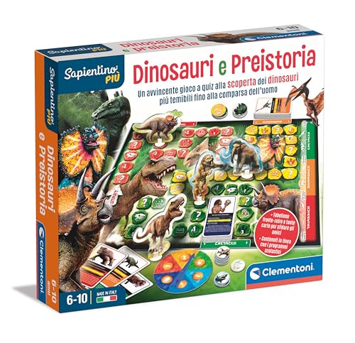 Clementoni 16599 Sapientino Plus Vorgeschichte-Lernspiel 6 Jahre, Brettspiel für Kinder, Quiz Sui Dinosaurier, Made in Italy, Italienisch, Large Clementoni 16599 Sapientino Plus Vorgeschichte-Lernspiel 6 Jahre, Brettspiel für Kinder, Quiz Sui Dinosaurier, Made in Italy, Italienisch, Large von Clementoni