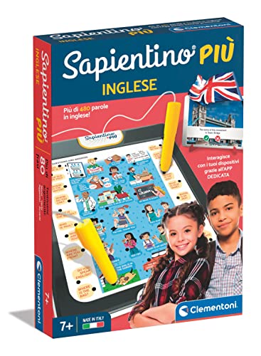 Clementoni 16729 Sapientino Più Elektronisches Lernspiel zum Englischen – Intelligenter interaktiver Stift, Lernspielzeug, 7 Jahre, Made in Italy, Mehrfarbig, Medio von Clementoni