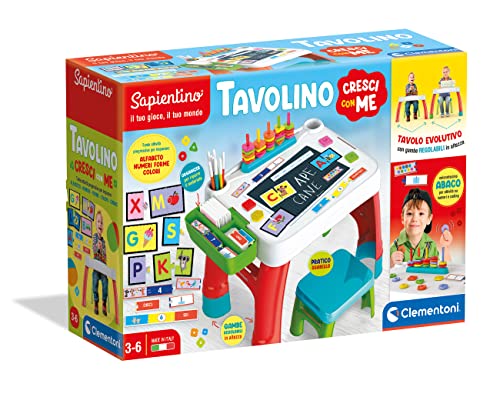 Clementoni 16745 Italien Sapientino Cresci Con Me – Evolutionärer Tisch, Multifunktionstisch für Kinder, Lernspiel 3 Jahre (italienische Version) – Made in Italy, Mehrfarbig von Clementoni