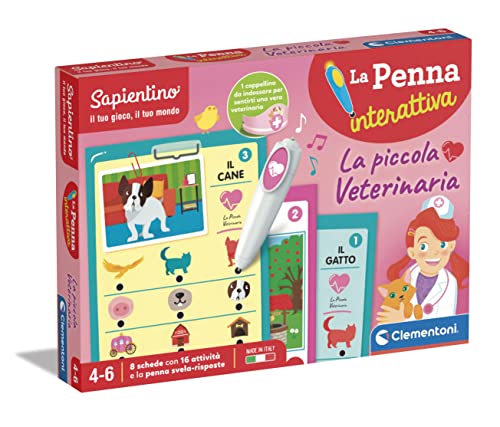 Clementoni - Sapientino-La Piccolo Veterinaria-Quiz, Aktivitätskarten und interaktiver Stift, Lernspiel für 4 Jahre, hergestellt in Italien, italienische Farbe, 16764 von Clementoni