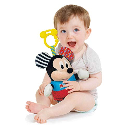 Disney Baby Mickey Mouse Plüschtier mit Beißring - Weiches Spielzeug für Babys Entwicklung, Stofftier für Säuglinge, Lernspielzeug, Kleinkinder ab 6 Monaten, 17165 von Clementoni von Clementoni