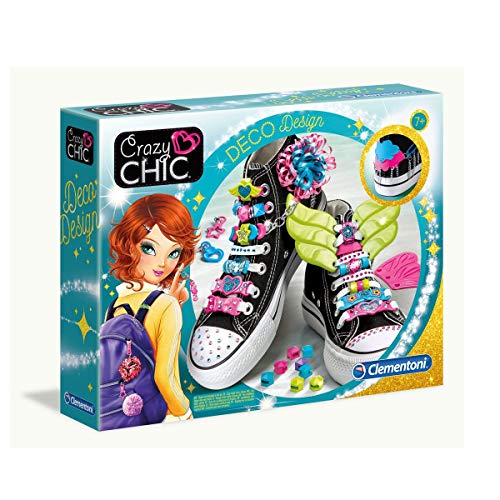 Clementoni 18501 Crazy Chic – Deco Design, Bunte Accessoires für Schuhe & Reißverschlüsse, Funkelnde Anhänger mit glitzernden Highlights, für Kinder ab 7 Jahren von Clementoni