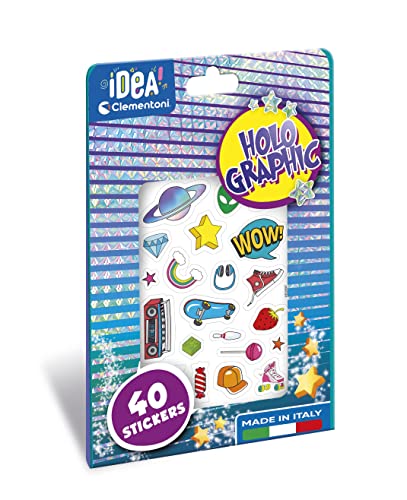 Clementoni 18700 Idea-Olographic Stickers-Aufkleber, holografisch, Haftnotizen mit Stickern, kreatives Spielzeug für Kinder 6 Jahre, Made in Italy, Mehrfarbig, Medio von Clementoni