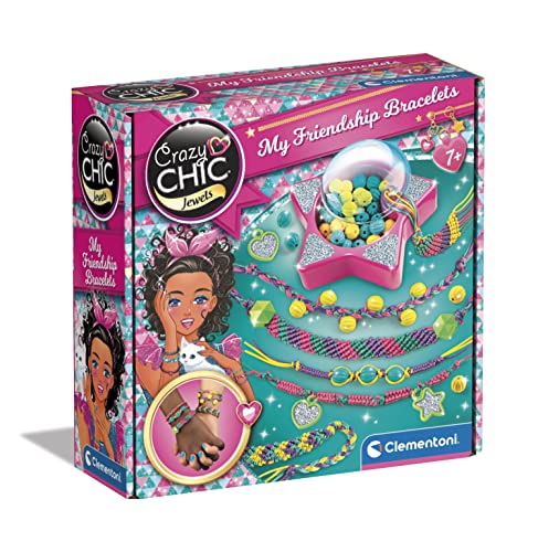 Clementoni 18747 Crazy Chic Handmade Making Kit, Freundschaftsarmbänder, Schmuck für Kinder, Kunst und Handwerk, kreatives Geschenk für Mädchen 7, Mehrsprachig von Clementoni