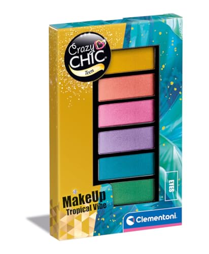 Clementoni 18794 Crazy Chic Teen-Eyeshadow: Tropical Vibe-Lidschatten-Make-up, sicher und hypoallergen, Kosmetik-Set für Mädchen 9 Jahre, leicht mit Wasser zu waschen, Mehrfarbig von Clementoni