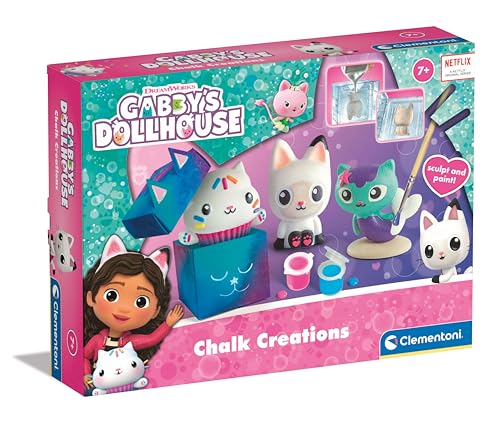 Clementoni 18798 Puppenhaus Gabby'S Dollhouse Chalk Creations Spiel zum Erstellen von Gipskulpturen, kreative Aktivitäten, Malerei, Labor für Mädchen, 6 Jahre, Made in Italy, Mehrfarbig von Clementoni