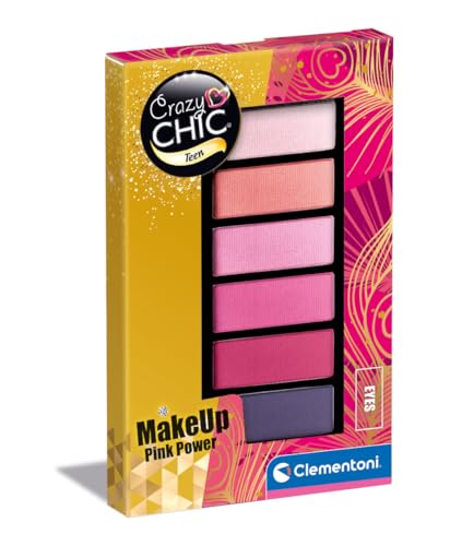 Clementoni 18817 Crazy Chic Teen-Eyeshadow: Pink Power-Lidschatten-Make-up, sicher und hypoallergen, Kosmetik-Set für Mädchen, 9 Jahre, leicht mit Wasser zu waschen, Mehrfarbig von Clementoni