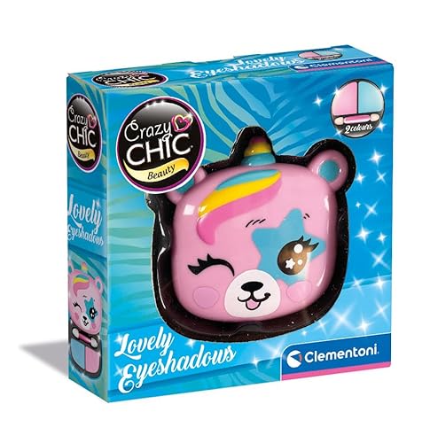 Clementoni 18820 Crazy Chic – Lovely Eyeshadow, Lidschatten-Make-up, sicher und hypoallergen, Kosmetik-Set für Mädchen 6 Jahre, leicht mit Wasser abwaschbar, Kosmetiktasche Bär von Clementoni