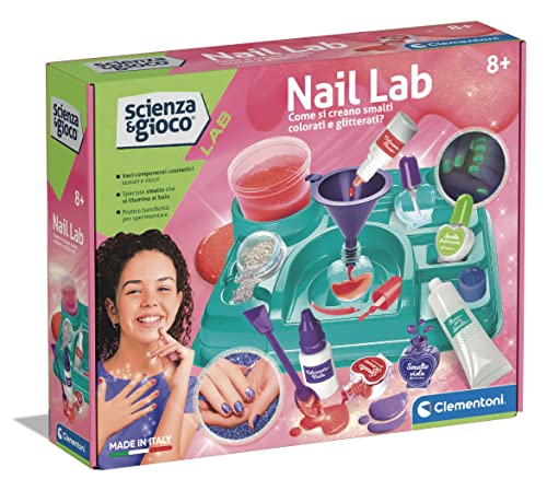 Clementoni 19326 Spiel Nail Lab – Experimente in der Wissenschaft, Labor für Mädchen, Nagellack-Set, 8 Jahre, Version in Italien – Made in Italy, Italienisch von Clementoni