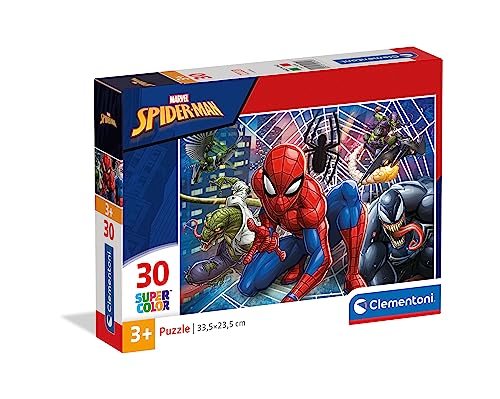 Clementoni 20250 Supercolor Spiderman – Puzzle 30 Teile ab 3 Jahren, buntes Kinderpuzzle mit besonderer Leuchtkraft & Farbintensität, Geschicklichkeitsspiel für Kinder von Clementoni