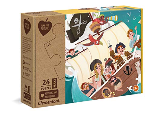 Clementoni 20258 Maxi Play for Future Yo Ho Ho – Puzzle 24 Teile ab 3 Jahren, Kinderpuzzle aus recyceltem & recycelbarem Material, Denkspiel für Kinder von Clementoni