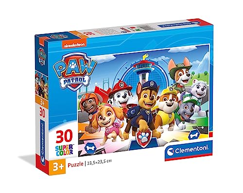 Clementoni 20263 Supercolor Paw Patrol – Puzzle 30 Teile ab 3 Jahren, buntes Kinderpuzzle mit besonderer Leuchtkraft & Farbintensität, Geschicklichkeitsspiel für Kinder von Clementoni