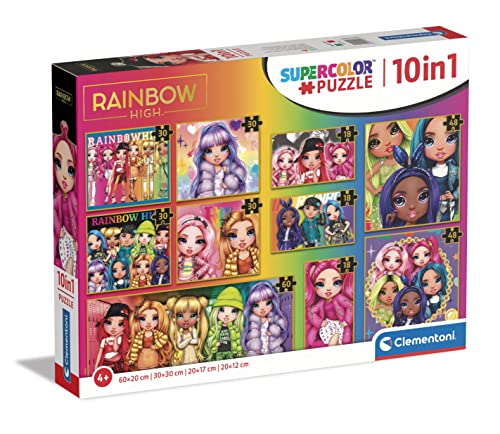 Clementoni - 20273 - Supercolor Puzzle 10 In 1 Rainbow High - Kinderpuzzle 10 in 1 (3x18, 4x30, 2x48 und 1x60 Teilen) - Puzzle Für Kinder Ab 4 Jahren, Made In Italy von Clementoni