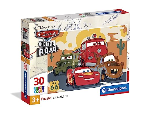 Clementoni - 20274 - Supercolor Puzzle Disney Cars - 30 Teile Ab 3 Jahren, buntes Kinderpuzzle mit besonderer Leuchtkraft & Farbintensität, Geschicklichkeitsspiel für Kinder, Estándar von Clementoni