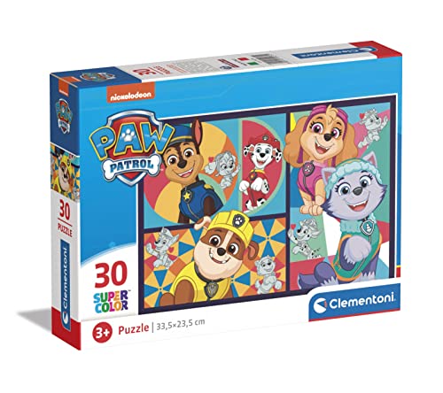 Clementoni 20275 Supercolor Paw Patrol-Puzzle 30 Teile Ab 3 Jahren, Buntes Kinderpuzzle Mit Besonderer Leuchtkraft & Farbintensität, Geschicklichkeitsspiel Für Kinder von Clementoni