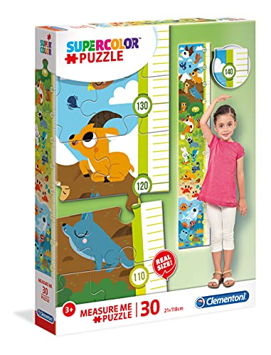 Clementoni 20329 Measure Me Süße Tiere – Puzzle 30 Teile ab 3 Jahren, großes Kinderpuzzle zum Zusammenkleben (inkl. Kleber & Spatel), als Messlatte zum Aufhängen, Denkspiel für Kinder von Clementoni