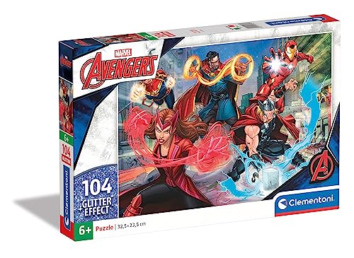Clementoni 20347 Marvel Supercolor Glitter The Avengers 104 Teile-Puzzle Für Kinder Ab 6 Jahren, Made In Italy, Mehrfarbig, Medium Clementoni 20347 Marvel Supercolor Glitter The Avengers 104 Teile-Puzzle Für Kinder Ab 6 Jahren, Made In Italy, Mehrfarbig, Medium von Clementoni